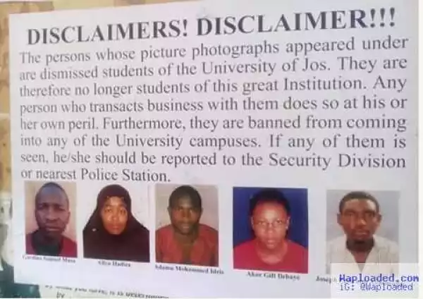 University of Jos expels 5 students for committing various crimes (photo)
